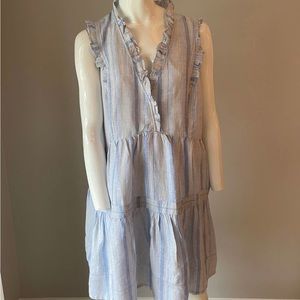 Vineyard Vines Linen Tiered Ruffled Dress Size XL